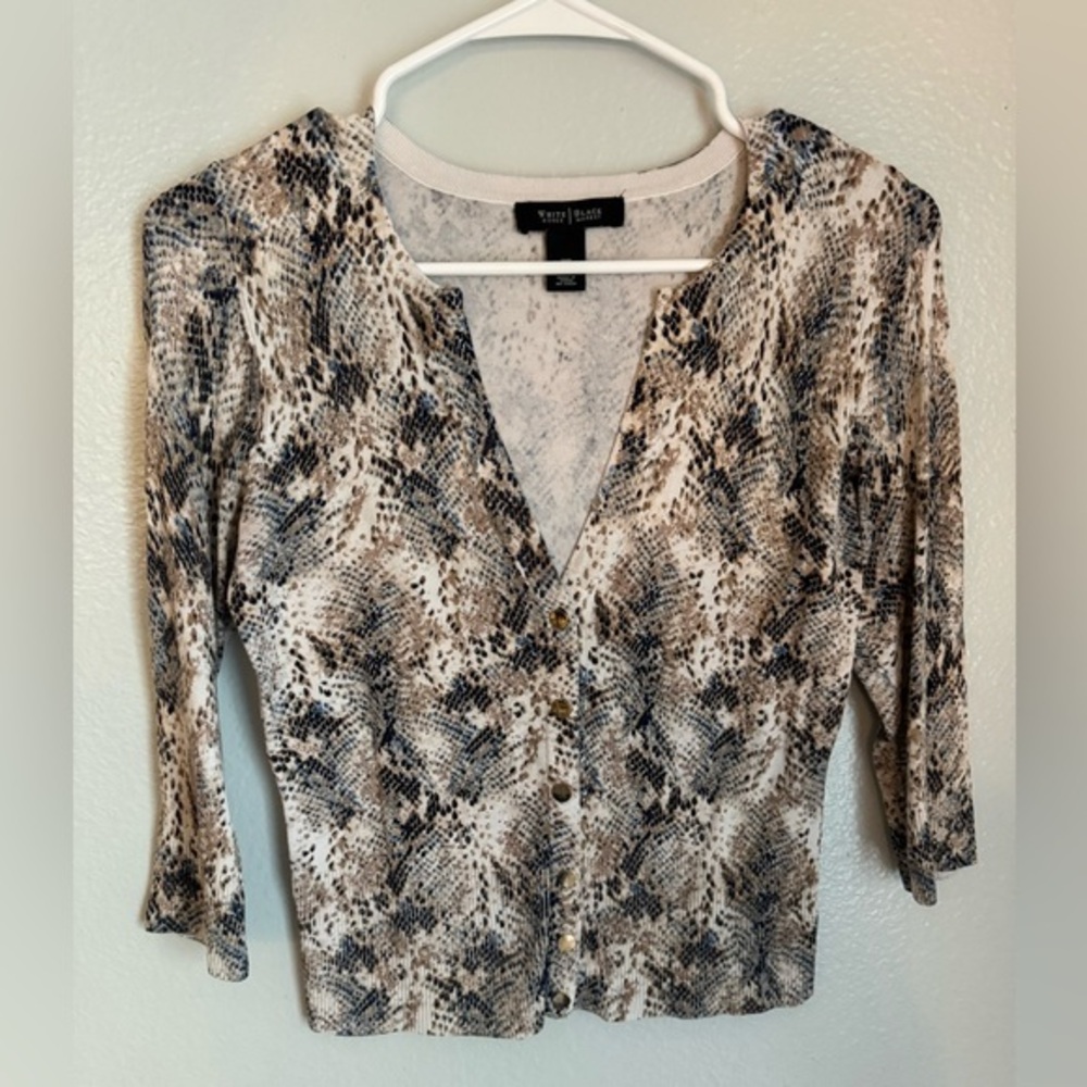 White House Black Market Snakeskin Print Cardigan XS